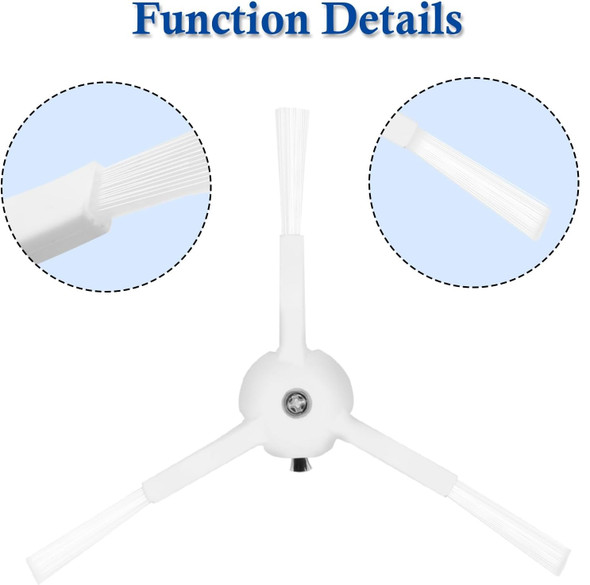 Side Brushes For Roborock S8, S7, S6, S5, Q5, Q7, Q8, Qrevo Series, Pack of 4 WHITE