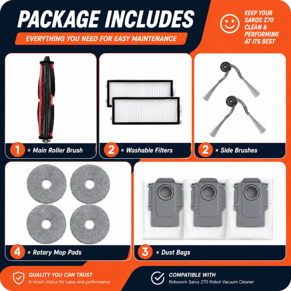 Accessories Kit For Roborock Saros Z70 Robor Vacuum Cleaner