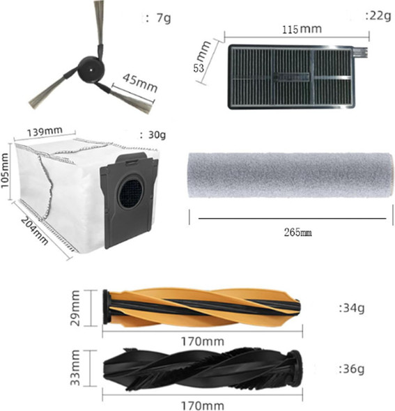 Accessory Kit for Dreame Aqua10 Ultra Track S Robot Vacuum Cleaner