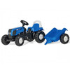 Blue Landini Pedal Ride-On Tractor with Trailer
