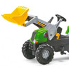 Kids Sit On Green Pedal Tractor with Front Digger