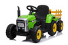 Green 12v Sit-on John Deere Style Tractor & Trailer Set & Remote