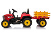 Red 12v Kids Ride on Battery Powered Tractor & Trailer