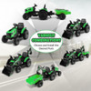 12v Green Kids Multi-Function Ride On Tractor, Digger & Trailer