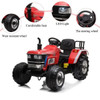 Large Rear Wheel 12V Battery Powered Ride on Tractor in Red