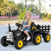 Kids 12v Kids Black Ride on Battery Operated Tractor & Trailer Set