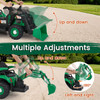 Kids 12v Green & Black 4 -1 Tools Ride On Tractor, Digger & Trailer