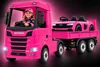 24v Girls Pink 4WD Licensed Scania Electric Sit-on Lorry & Trailer