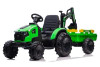 Kids Green 24v Electric Sit-on Tractor & Backhoe & Trailer