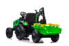 Kids Green 24v Electric Sit-on Tractor & Backhoe & Trailer