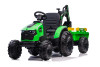 Kids Green 24v Electric Sit-on Tractor & Backhoe & Trailer