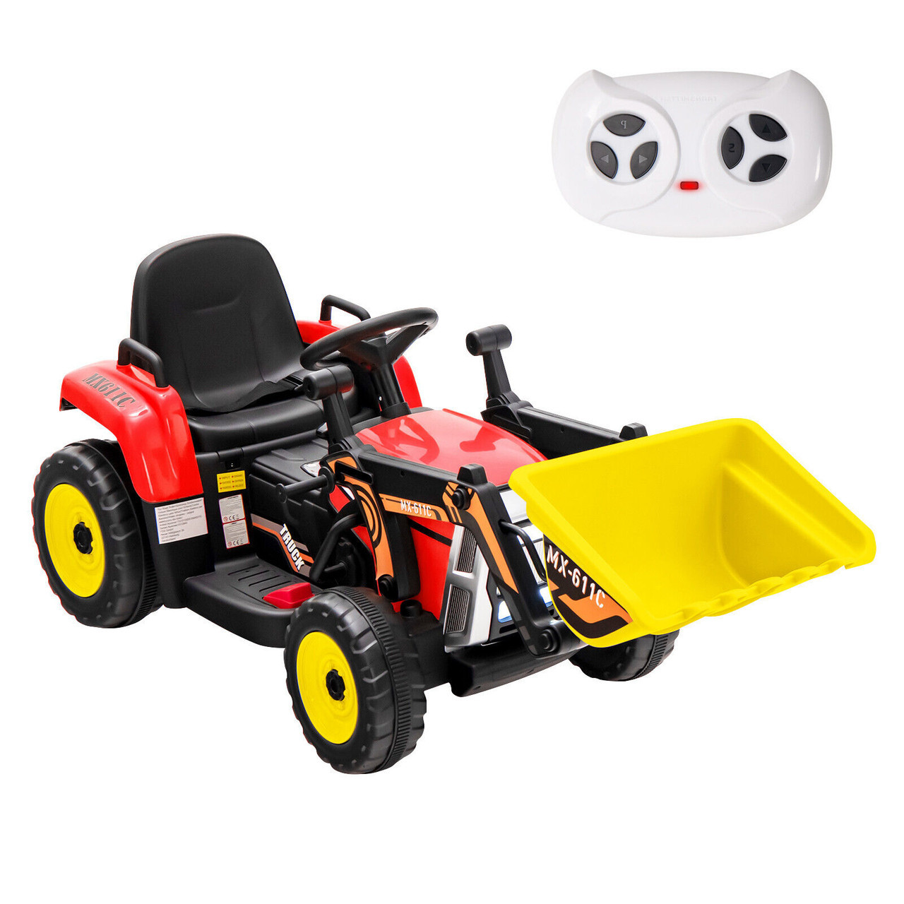 12v Red Kids Motorized Ride On Digger With Front Scoop Kids Tractors UK