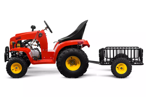Red Kids Petrol Ride-on Tractor 4 Stroke & Trailer