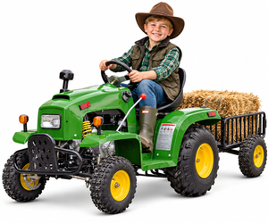 Kids Tractor and Trailer 12V Electric Children Ride on Toy Car W/ Remote Control