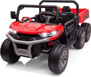 Kids 24v Red 2-Seater 6 Wheel  Ride-on Tractor with Electric Tipper