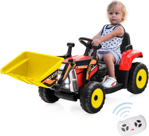 Kids Role Play Red 12v Electric Ride On Digger With Front Scoop Kids Role Play Red 12v Electric Ride On Digger With Front Scoop