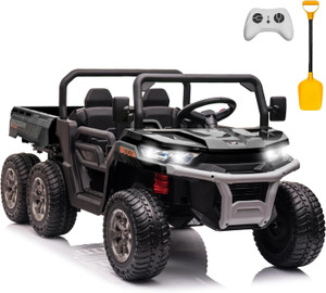 Child's 24v Black 2-Seat 6 Wheel  Ride-on Tractor & Electric Tipper