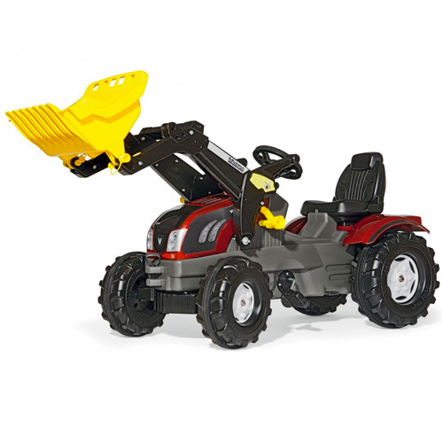 Metallic Red Valtra Kids Pedal Tractor with Front Scoop