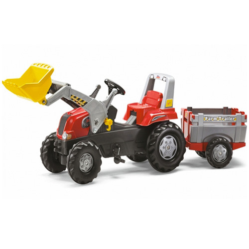 Childrens Red Pedal Farm Tractor & Trailer Set Childrens Red Pedal Farm Tractor & Trailer Set
