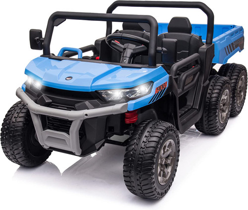 Kids 24v Blue 2-Seat 6 Wheel Sit-on Tractor with Electric Tipper Kids 24v Blue 2-Seat 6 Wheel Sit-on Tractor with Electric Tipper