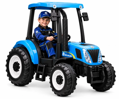Children's Blue New Holland 12v Powered Ride-in Electric Tractor