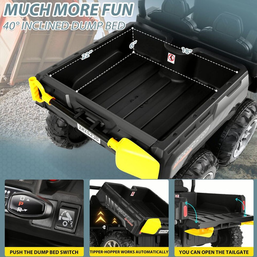 Kids 24v Blue Twin-Seat 6 Wheel Ride-on Tractor & Electric Tippers Kids 24v Blue Twin-Seat 6 Wheel Ride-on Tractor & Electric Tippers