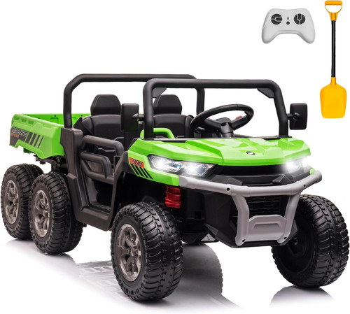 Childrens 24v XL Green 2-Seat Ride-on Tractor Trailer & Tipper