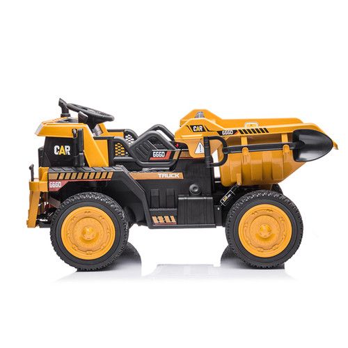 CAT Style 12v Battery Powered Sit-on Dumper Truck + Leather Seat CAT Style 12v Battery Powered Sit-on Dumper Truck + Leather Seat