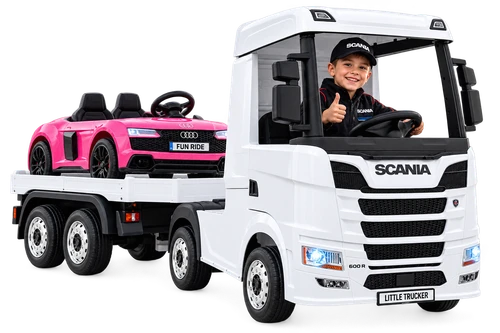 Kids 24v Licensed 4WD White Scania Battery Power Ride On Lorry