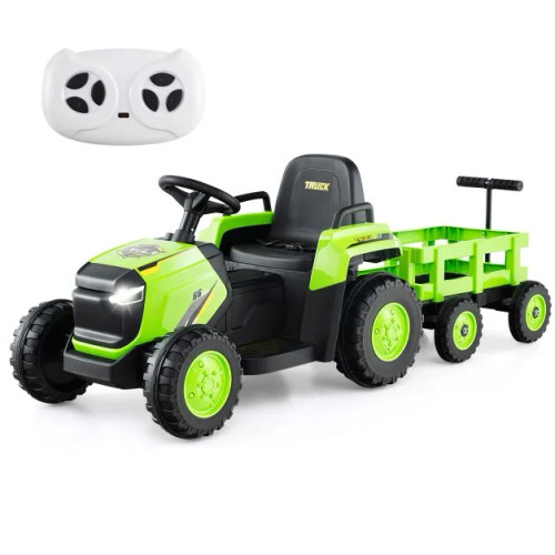 Kids Green 12v Sit-on Tractor & Removeable Trailer Set & Remote Kids Green 12v Sit-on Tractor & Removeable Trailer Set & Remote