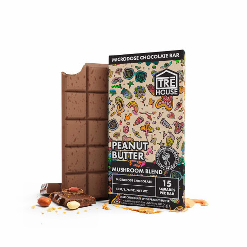 TRE House Mushroom Chocolate Bar – Peanut Butter (15 Squares)
