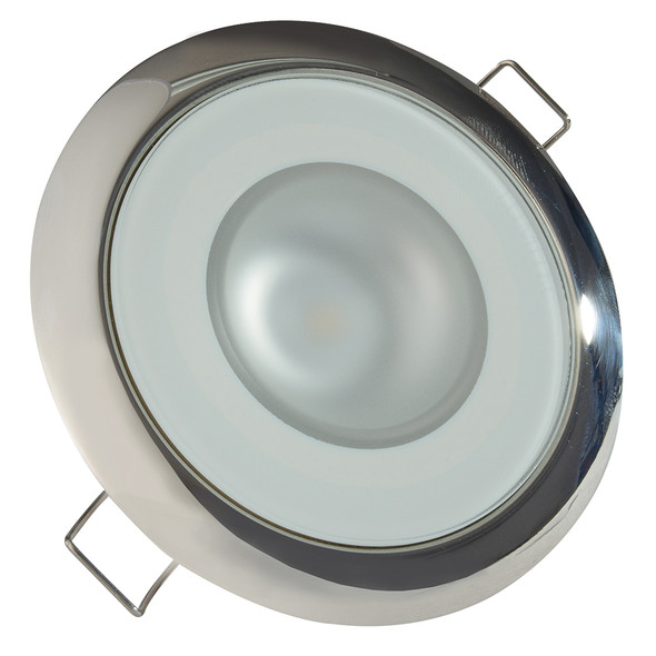 Lumitec Mirage - Flush Mount Down Light - Glass Finish/Polished SS Bezel - 3-Color Red/Blue Non-Dimming w/White Dimming 113118