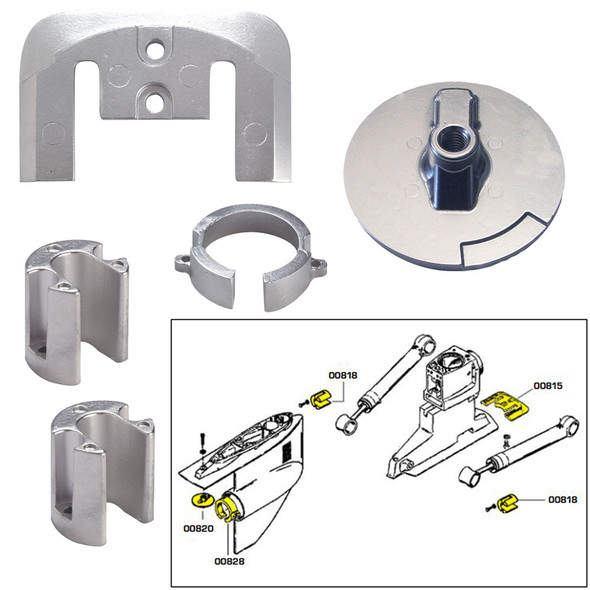 Tecnoseal Anode Kit w/Hardware - Mercury Bravo 1 - Magnesium 20803MG