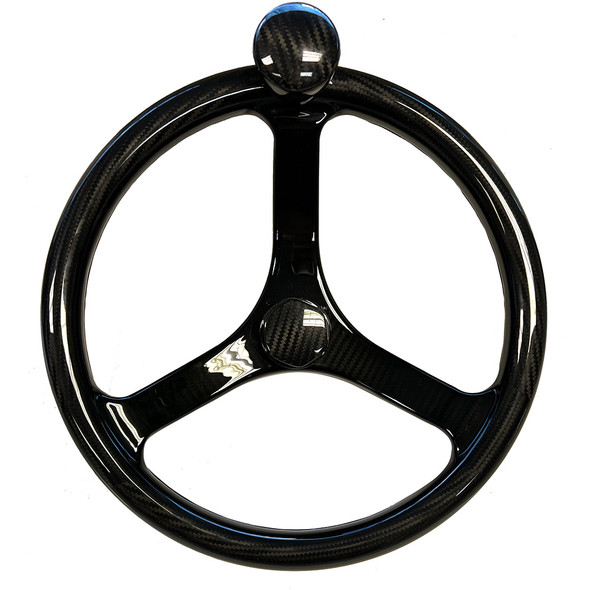 Schmitt Marine Carbon Fiber Primus Wheel w/Knob 13.5" w/Sanntoprene Finger Grip 3/4" Tapered Shaft w/CF Nut 7461321FGK-CFN