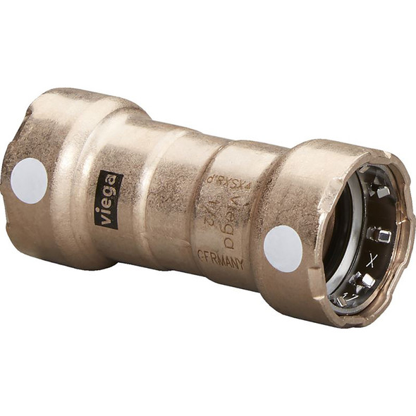 Viega MegaPress 1" Copper Nickel Coupling w/Stop Double Press Connection - Smart Connect Technology 88390