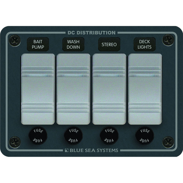 Blue Sea 8262 Waterproof Panel 4 Position - Slate Grey 8262