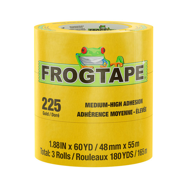 FrogTape CP 225 Medium-High Adhesion Masking Tape - 48MM x 55M x 3-Pack - Gold - Rated for 225&deg;F 105322