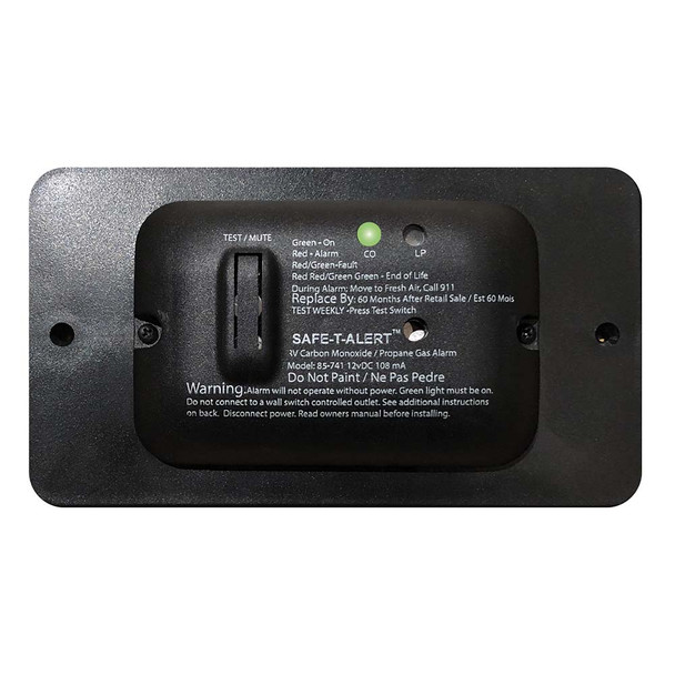Safe-T-Alert 85 Series Carbon Monoxide Propane Gas Alarm - 12V - Black 85-741-BL