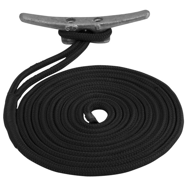Sea-Dog Double Braided Nylon Dock Line - 3/8" x 10&#39; - Black 302110010BK-1