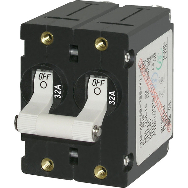 Blue Sea 7295 A-Series Double Pole Toggle - 32A - White 7295
