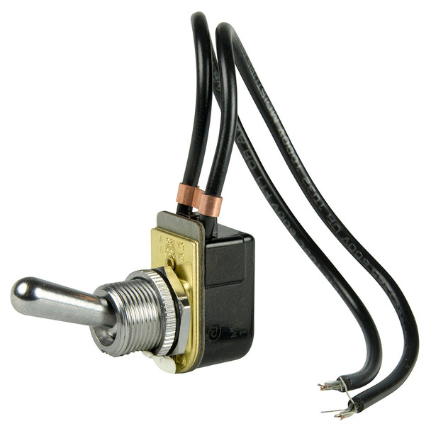 BEP SPST Chrome Plated Toggle Switch Wire Leads - ON/OFF 1002023