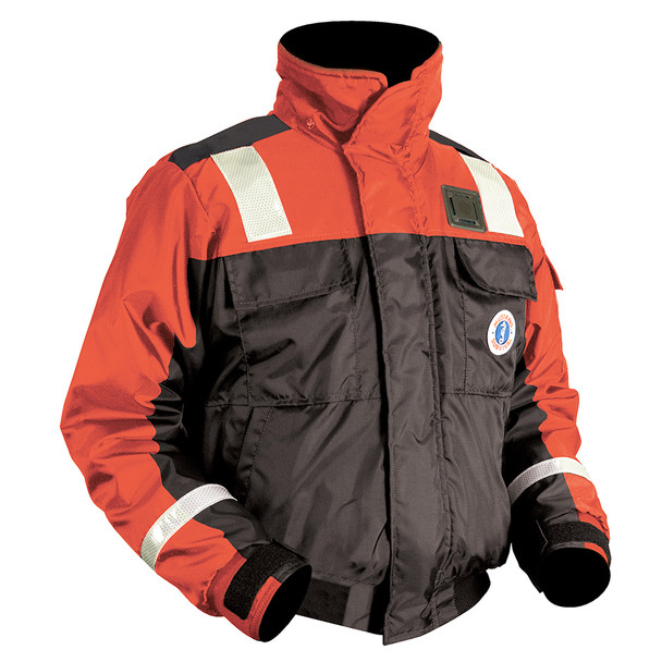 Mustang Classic Flotation Bomber Jacket w/Reflective Tape - Orange/Black - Large MJ6214T1-33-L-206