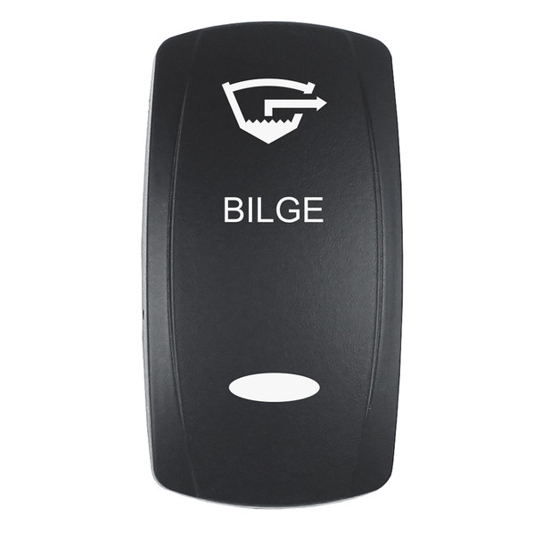 Pacer Actuator - 'BILGE' f/V Series Contura Switches - Black - Laser Etched (Top/Bottom Light) EV2LE-BLG