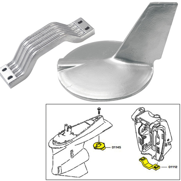 Tecnoseal Anode Kit w/Hardware - Yamaha 200-300HP Hi-Performance - Aluminum 21106AL