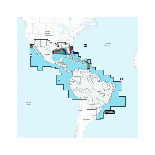 Garmin Navionics Vision+&trade; NVSA004L -Mexico, the Caribbean to Brazil - Inland &amp; Coastal Marine Charts 010-C1285-00