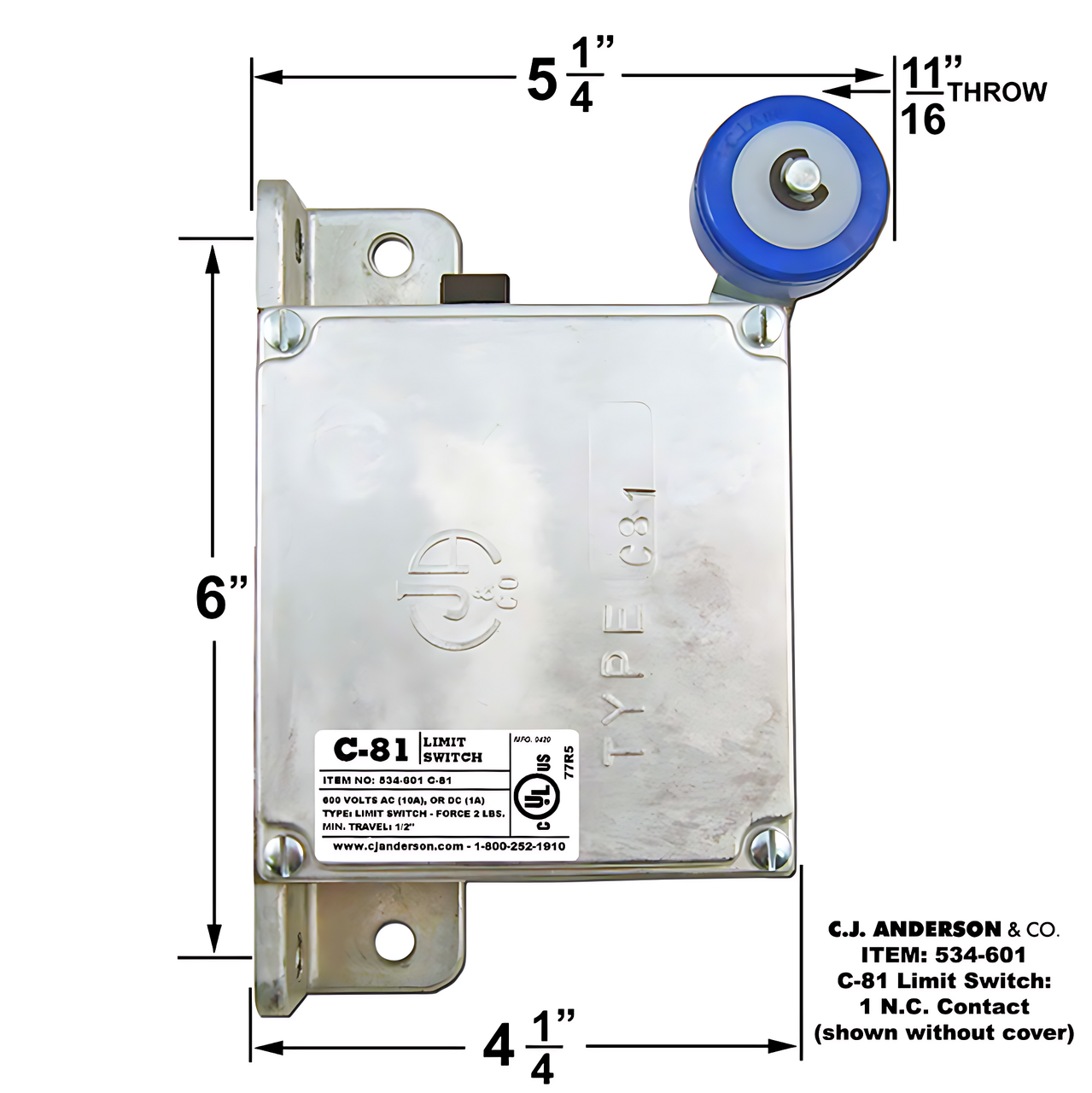 C-81 Limit Switch - 1 Normally Closed Contact