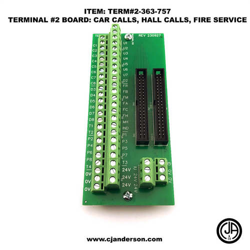 Terminal #2 Board - Car, Hall Calls, Fire Service