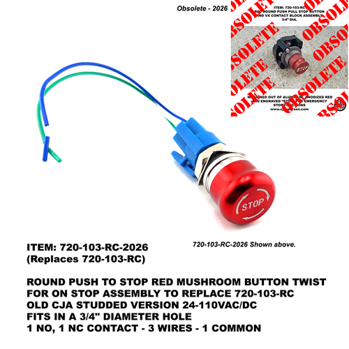 Round CJA Legacy Round Emergency Stop Switch