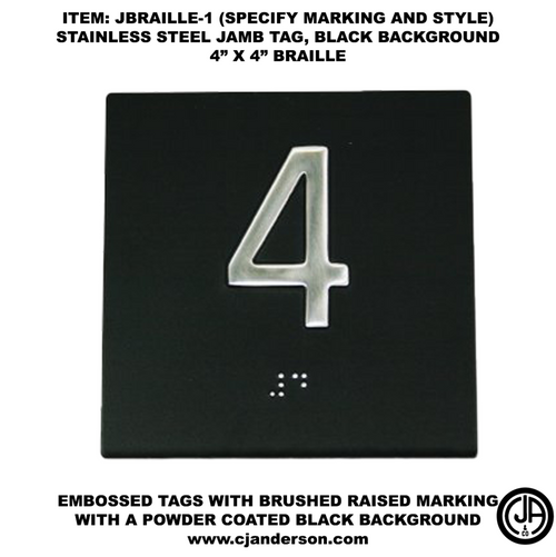 Stainless Steel Elevator Jamb Floor Braille Tags 4 x 4