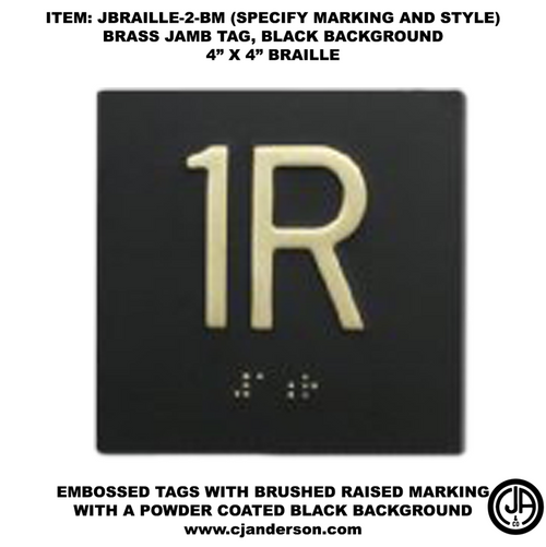 Brass Elevator Jamb Floor Braille Tags 4 x 4